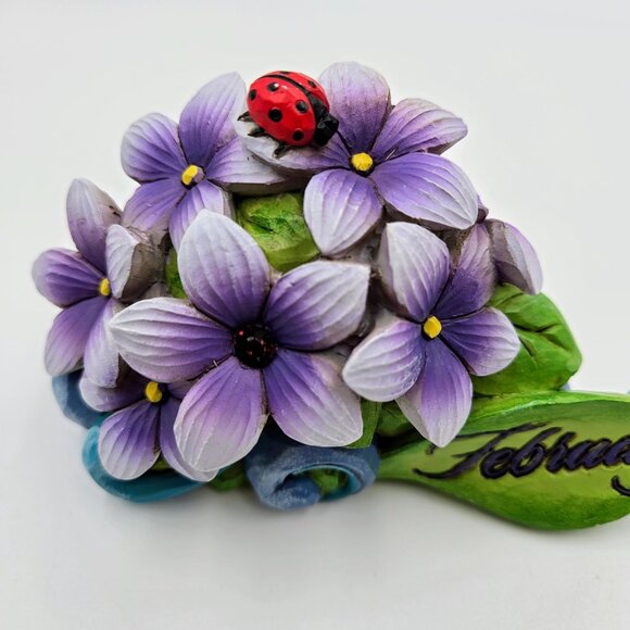 Jim Shore February Birth Month Violet Amethyst Flower Figurine 2014 Read - Picture 4 of 10